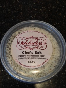 Schuler's Chef's Salt for sale in the lobby.